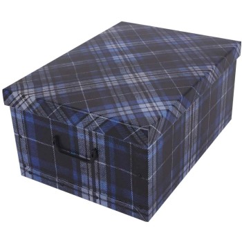 Úložný box kartónový KÁRO modré maxi 51x37x24 cm