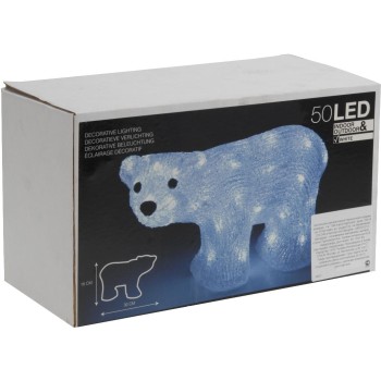 Svietiaci ľadový medvedík, 30x18 cm, 50 LED