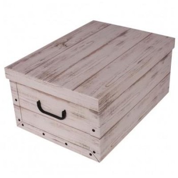 Kartónový box WOOD WHITE MAXI 51x37x24 cm
