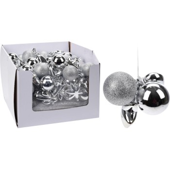 Set 4 ks vianočná dekorácia SILVER