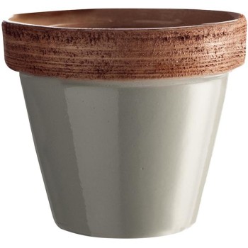 Keramický kvetináč Glossy s bordúrou 17 cm sivý