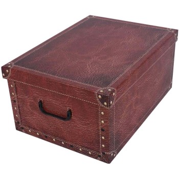 Úložný box kartónový LEATHER RED maxi 51x37x24 cm