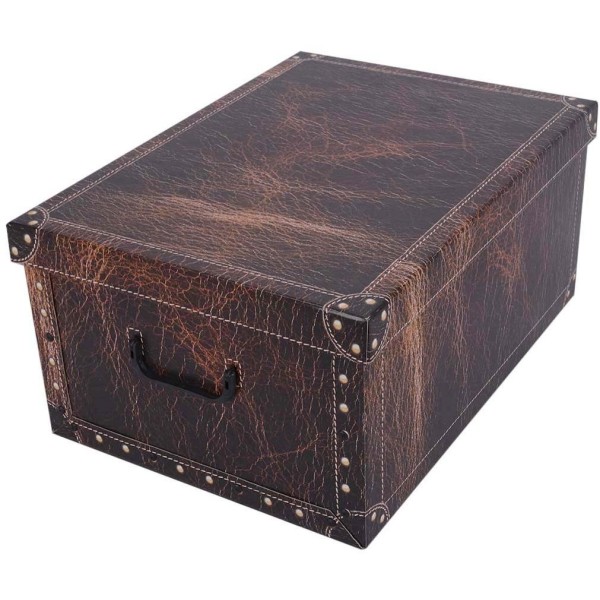 Úložný box kartónový LEATHER BROWN  maxi 51x37x24 cm