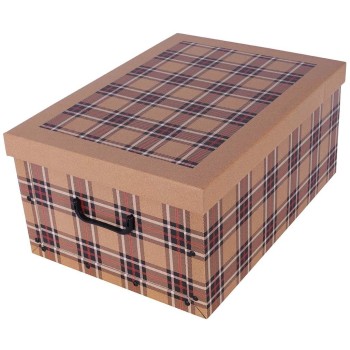 Úložný box kartónový KÁRO béžové maxi 51x37x24 cm