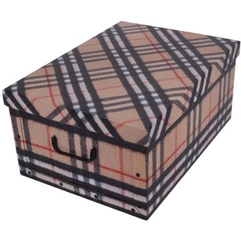 Úložný box kartónový KÁRO béžové midi 37x30x16 cm