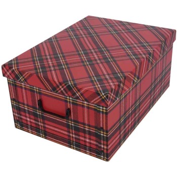 Úložný box kartónový KÁRO červené midi 37x30x16 cm