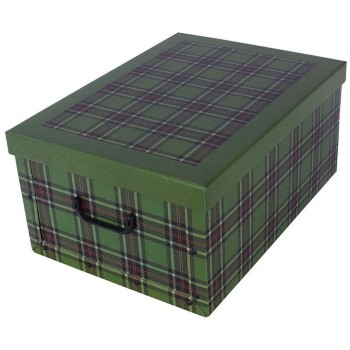 Úložný box kartónový KÁRO zelený 37x30x16 cm