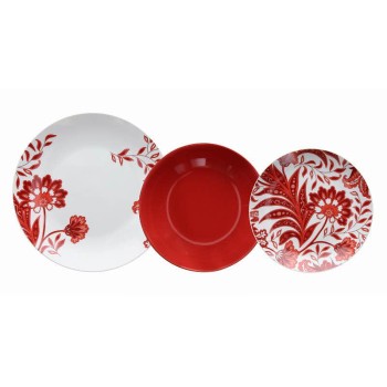 Obedová súprava Red ornament,18 dielna