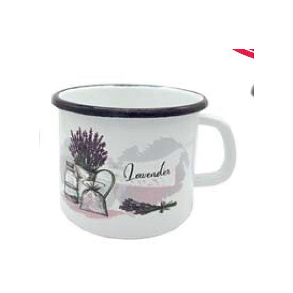 Hrnček smalt 12cm, 1,2 lit levanduľa