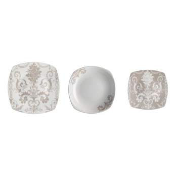 Obedová súprava Deco 18 dielna, porcelán, štvorcová