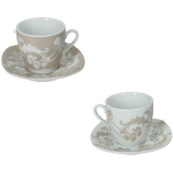 Set 2 kávové šálky s podšálkami Deco, porcelán