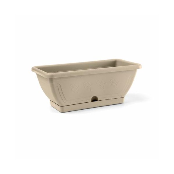 Balkónový kvetináč VENEZIA 40x19xh16 cm + podložka, béžová