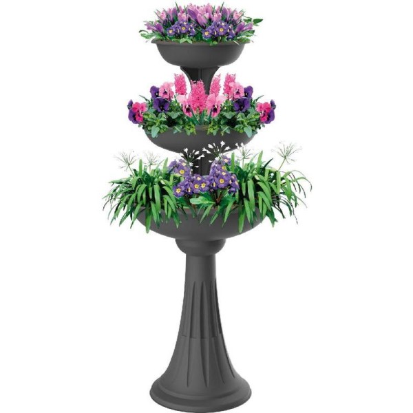 TREVY kaskádový kvetináč, sivý, pr. 50x h 114 cm