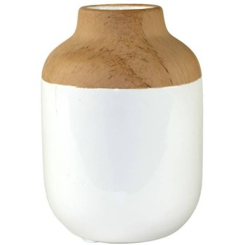 Bílá váza s dřevěným vzhledem 101338