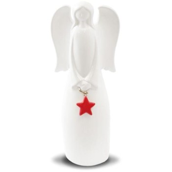 Keramický anjel s červenou hviezdou 110122