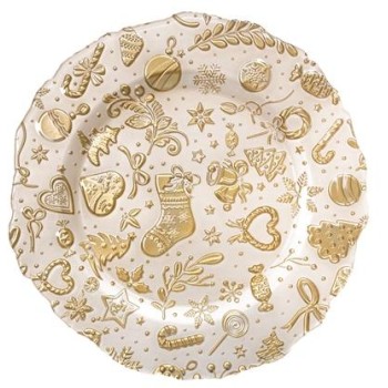 Sklenený tanier so zlatým vzorom/vianočný Ø32 cm