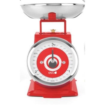 Mechanická kuchynská váha 3 kg, nerez/červená