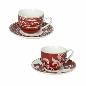 Šálky na kávu s podšálkou Royal Red, 80 ml, porcelán, set 2 ks